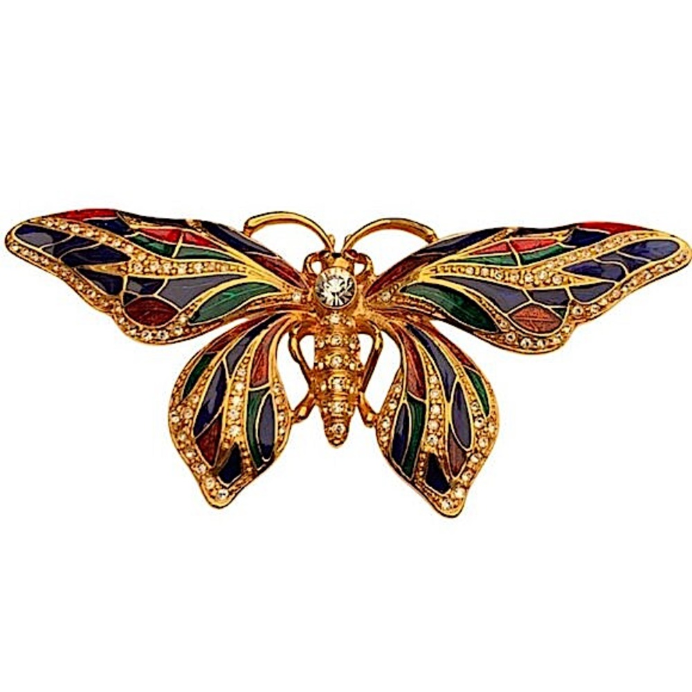 Vintage Enamel Butterfly Brooch Camrose and Kross JBK Jackie Kennedy